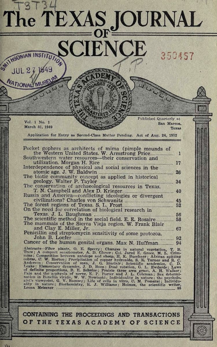 Texas Journal of Science Past Issues